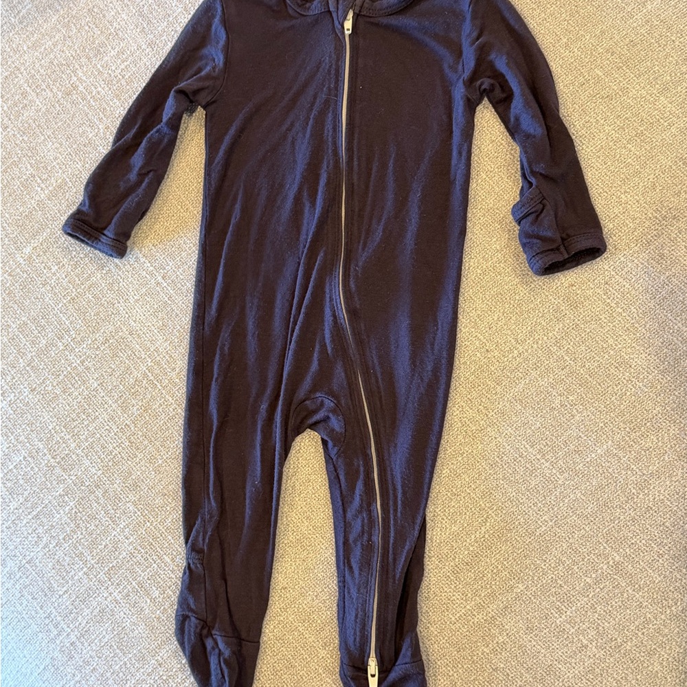 Soft Navy Blue Baby Footed Onesie